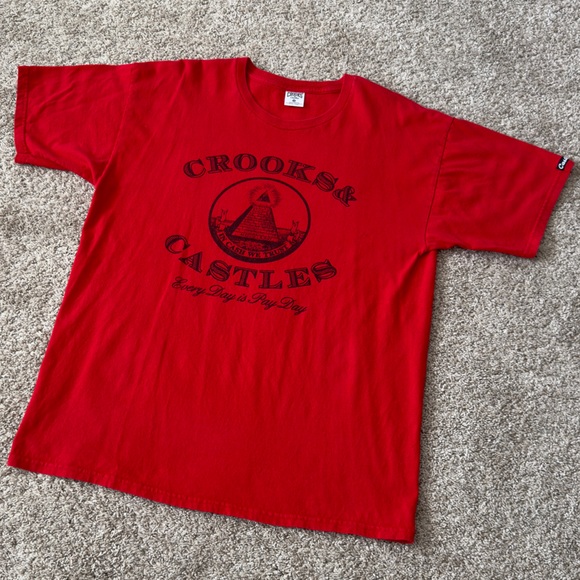 Crooks & Castles Men’s short sleeve red tee top tshirt size L - Picture 2 of 8
